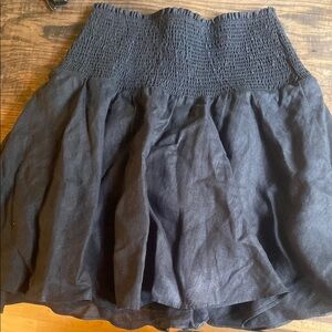 Black Smocked Waist Women's Skirt